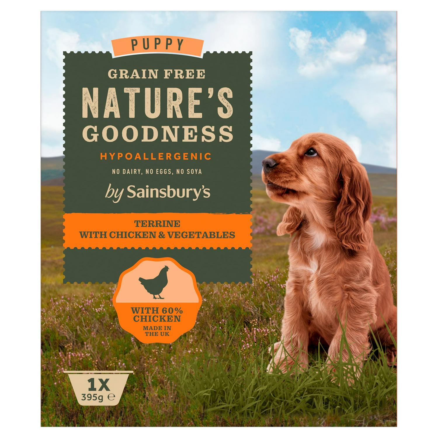 Sainsbury's Nature's Goodness Puppy Terrine Chicken & Vegetables 395g (British brand)