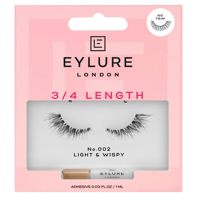3/4 Length Fluttery Light Strip Lashes with Adhesive - Style No. 002