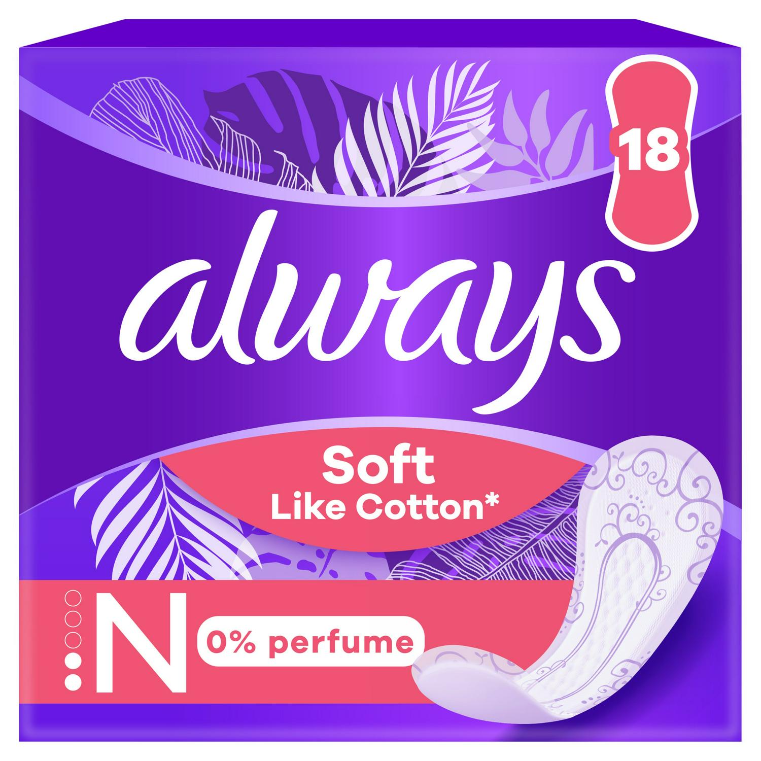 Always panty liners 0% perfume normal 18 count - British product