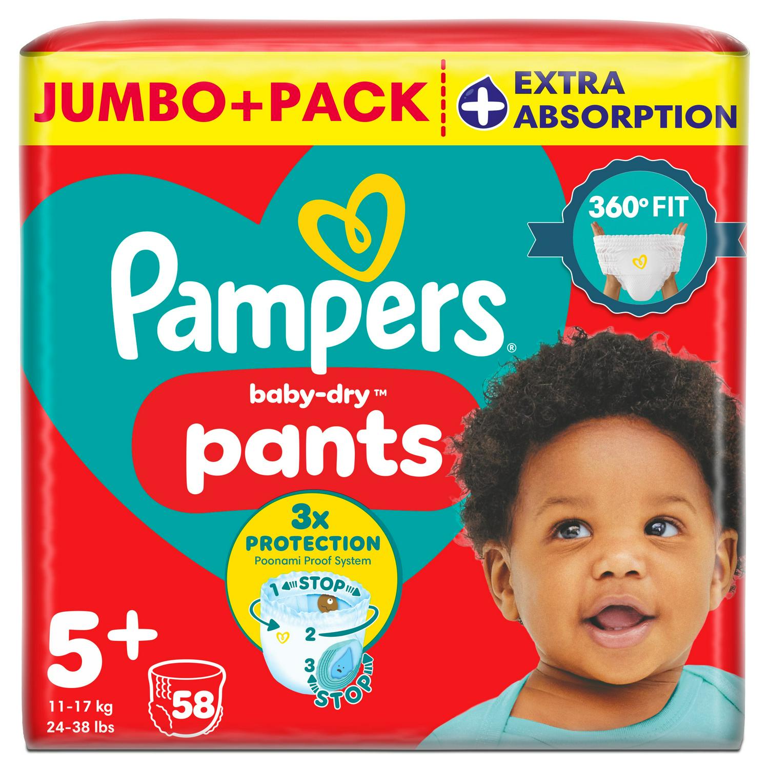 Pampers Baby Dry Nappy Pants Size 5+ , imported from the UK