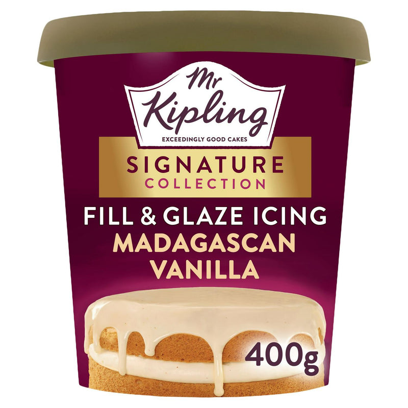 Mr Kipling vanilla icing fill and glaze 400g, imported from the UK