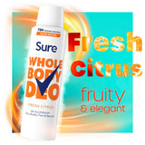 Sure Women Fresh Citrus Whole Body Deodorant Spray 72h Odour Control 150ml