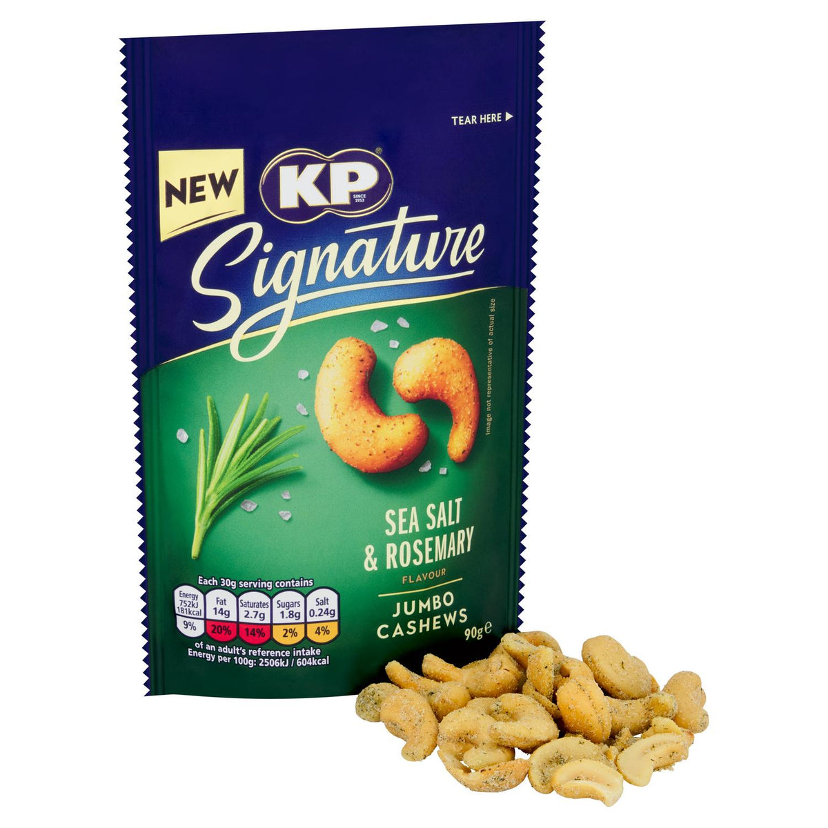 KP Signature Sea Salt and Rosemary Cashews 90g