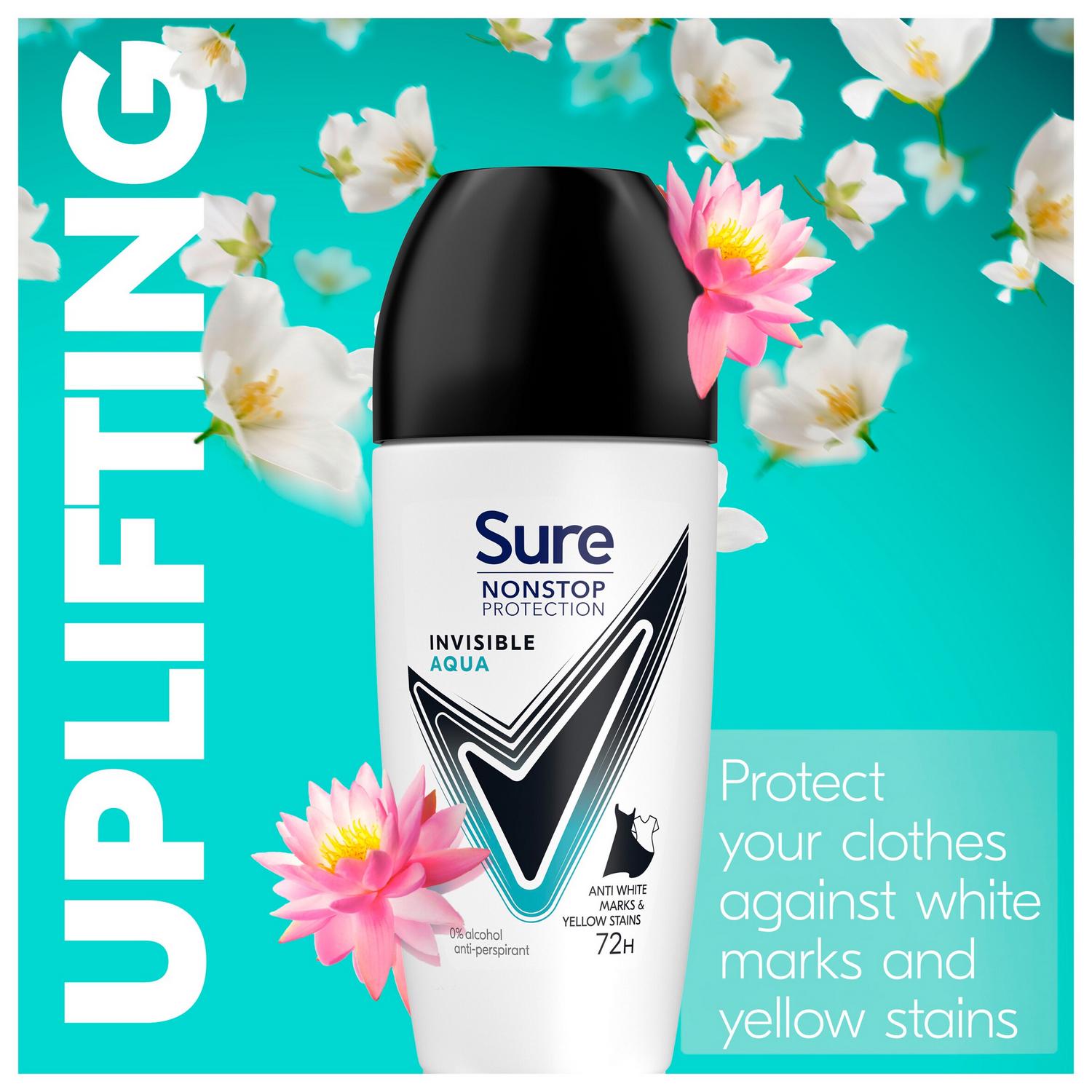 Sure Nonstop Protection Anti Perspirant Roll On Invisible Aqua 50ml