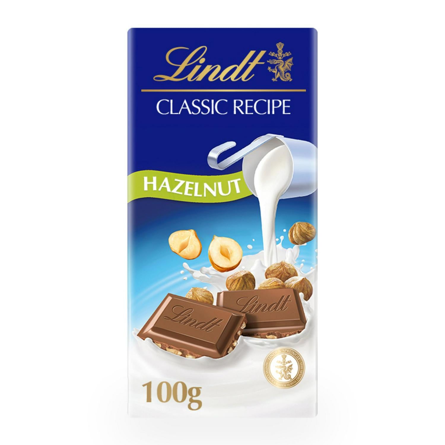Lindt Milk Hazelnut Chocolate Bar 100g, UK version