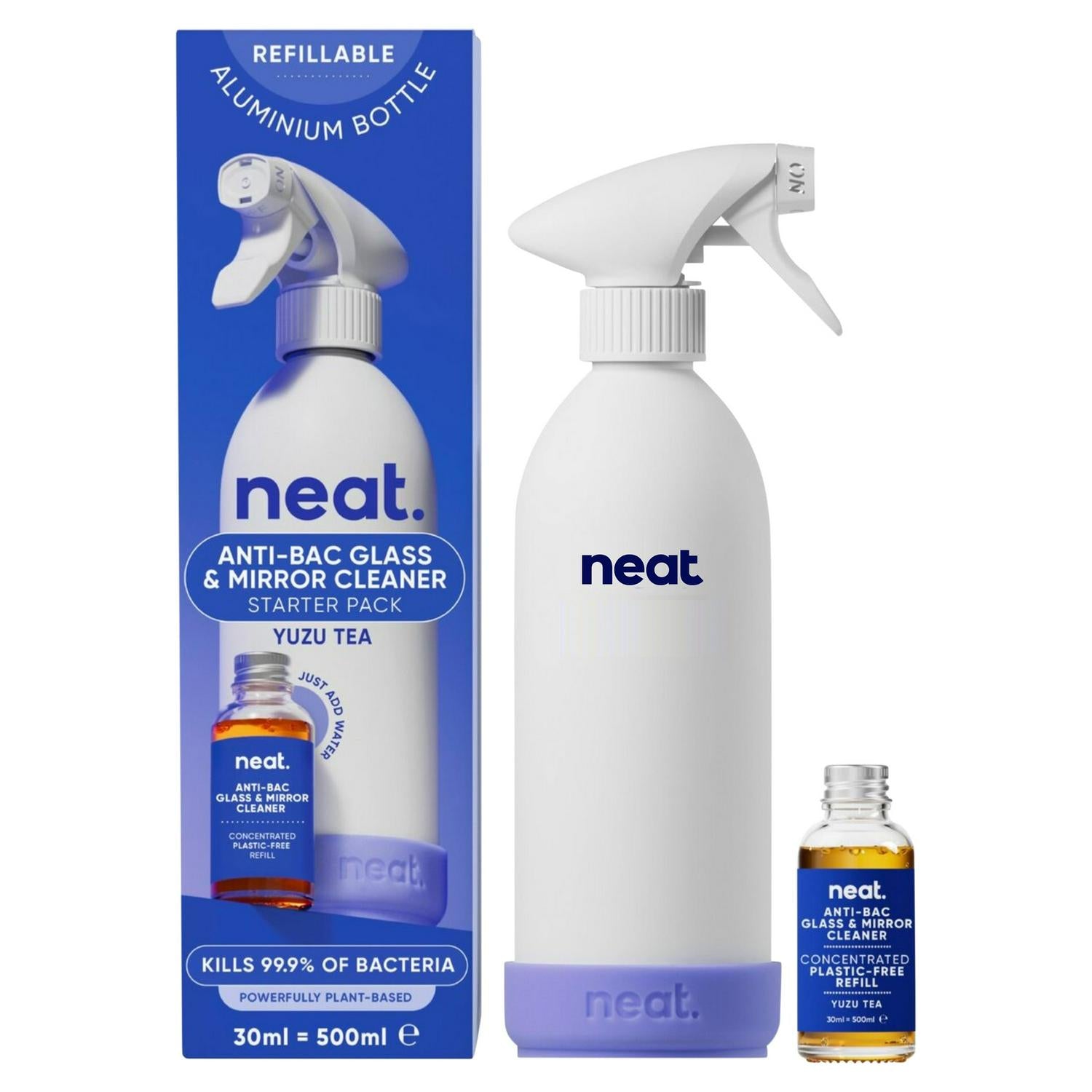 Anti-Bacterial Glass and Mirror Cleaner Refill Starter Pack, Yuzu Tea Scent, 30ml (Yields 500ml)