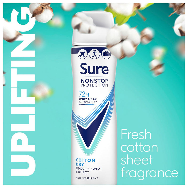 Sure Cotton Dry Nonstop Protection Anti Perspirant Deodorant Travel Size 75ml