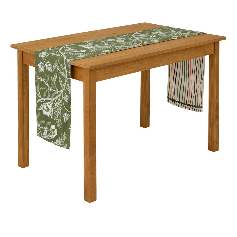 Habitat Floral Stripe Cotton Table Runner Green 220 x 33cm, UK version
