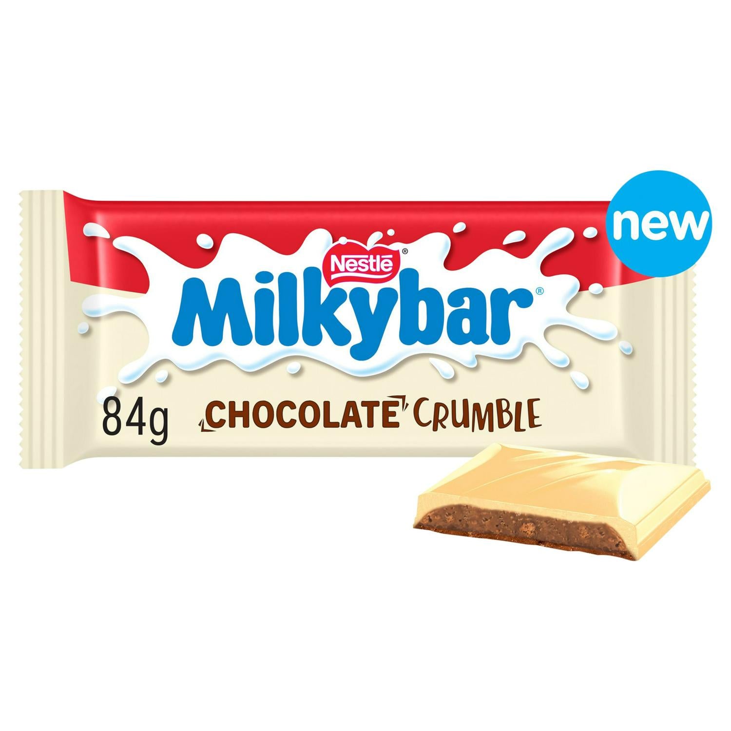 Milkybar Crumble White Chocolate Bar 84g, imported from the UK