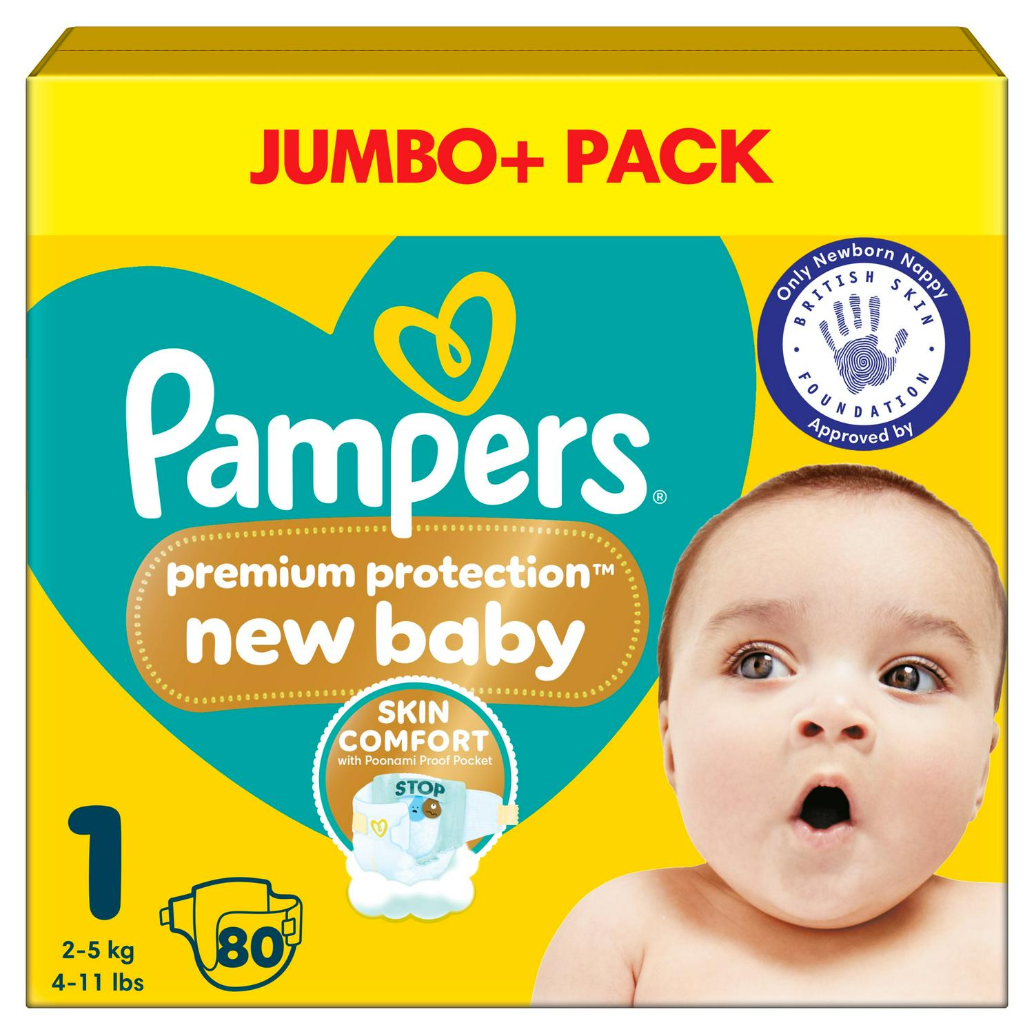 Pampers New Baby Nappies Size 1 80 pack, imported from the UK