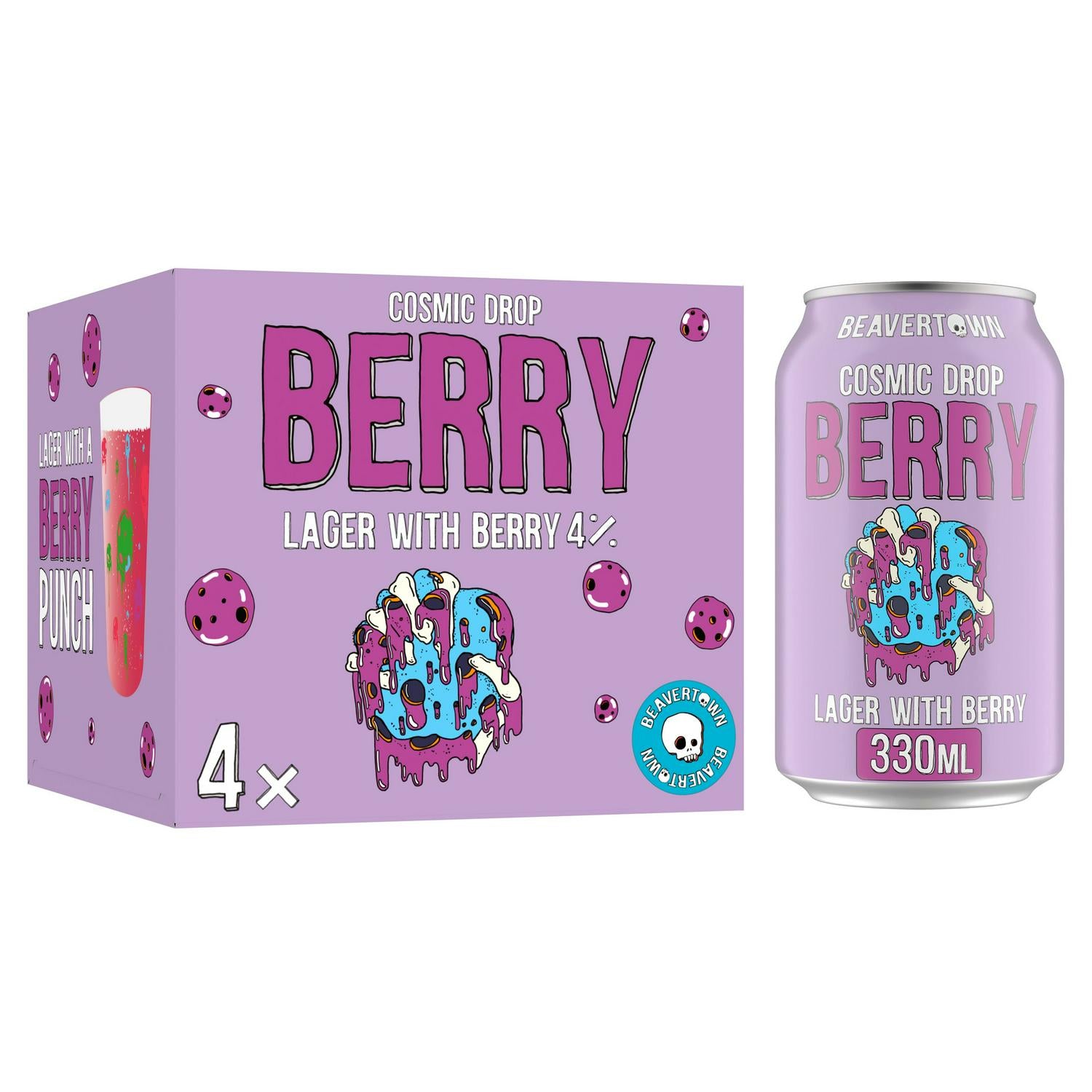Beavertown Cosmic Drop Berry Punch beer 4 x 330ml - British product
