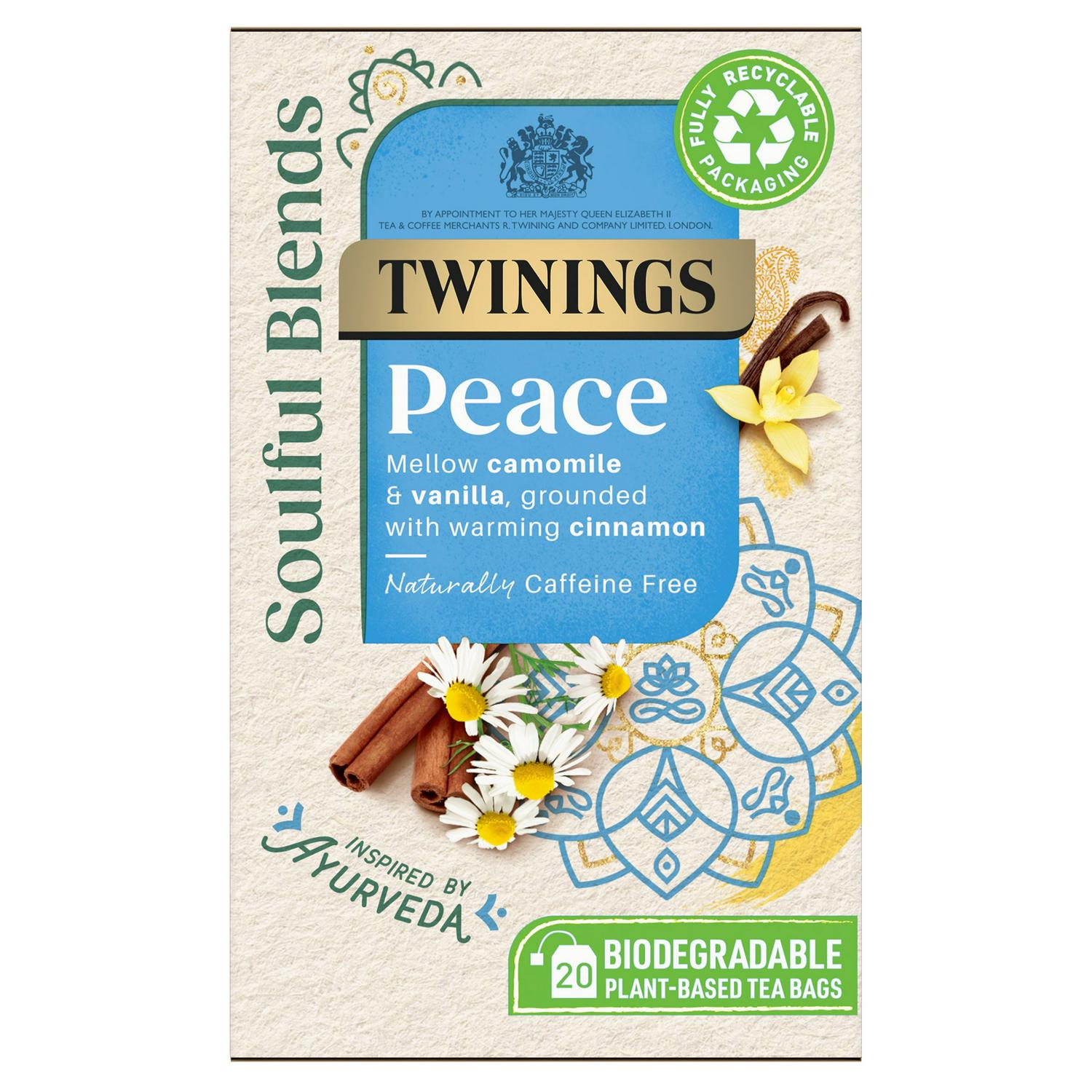 Twinings Peace Camomile Rooibos Cinnamon Tea Bags 40g, imported from the UK