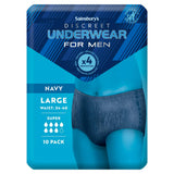 Sainsbury's discreet absorbent underwear for men, super large size, 10-pack (British brand)