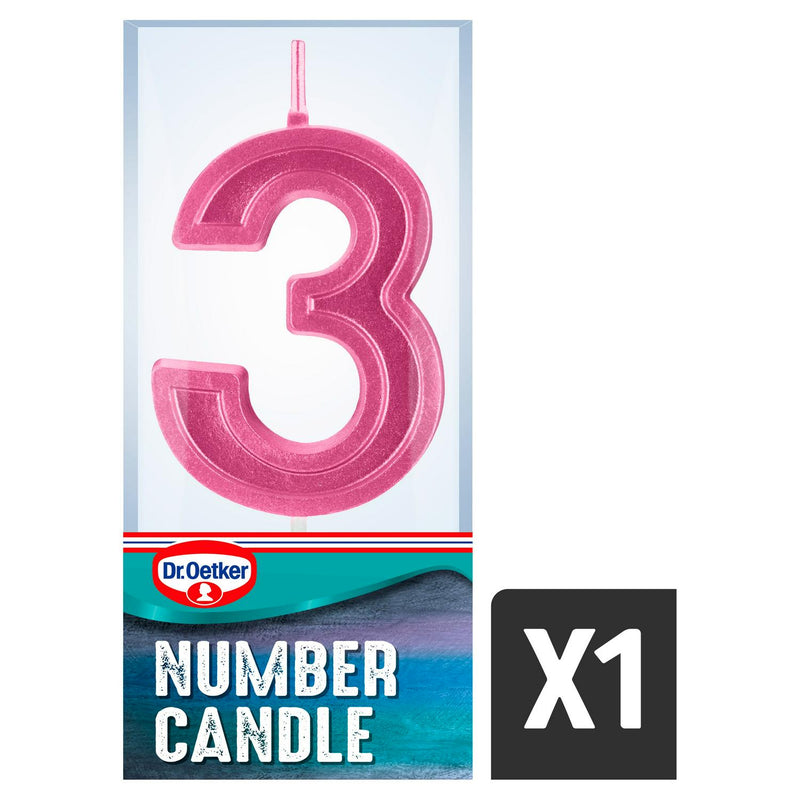 Dr. Oetker Number 3 Wax Candle for Cake - British product