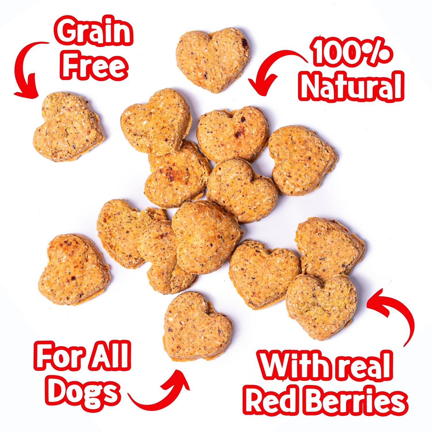 Park Life Love Bix Heart Shaped Dog Biscuits Red Berries 100g