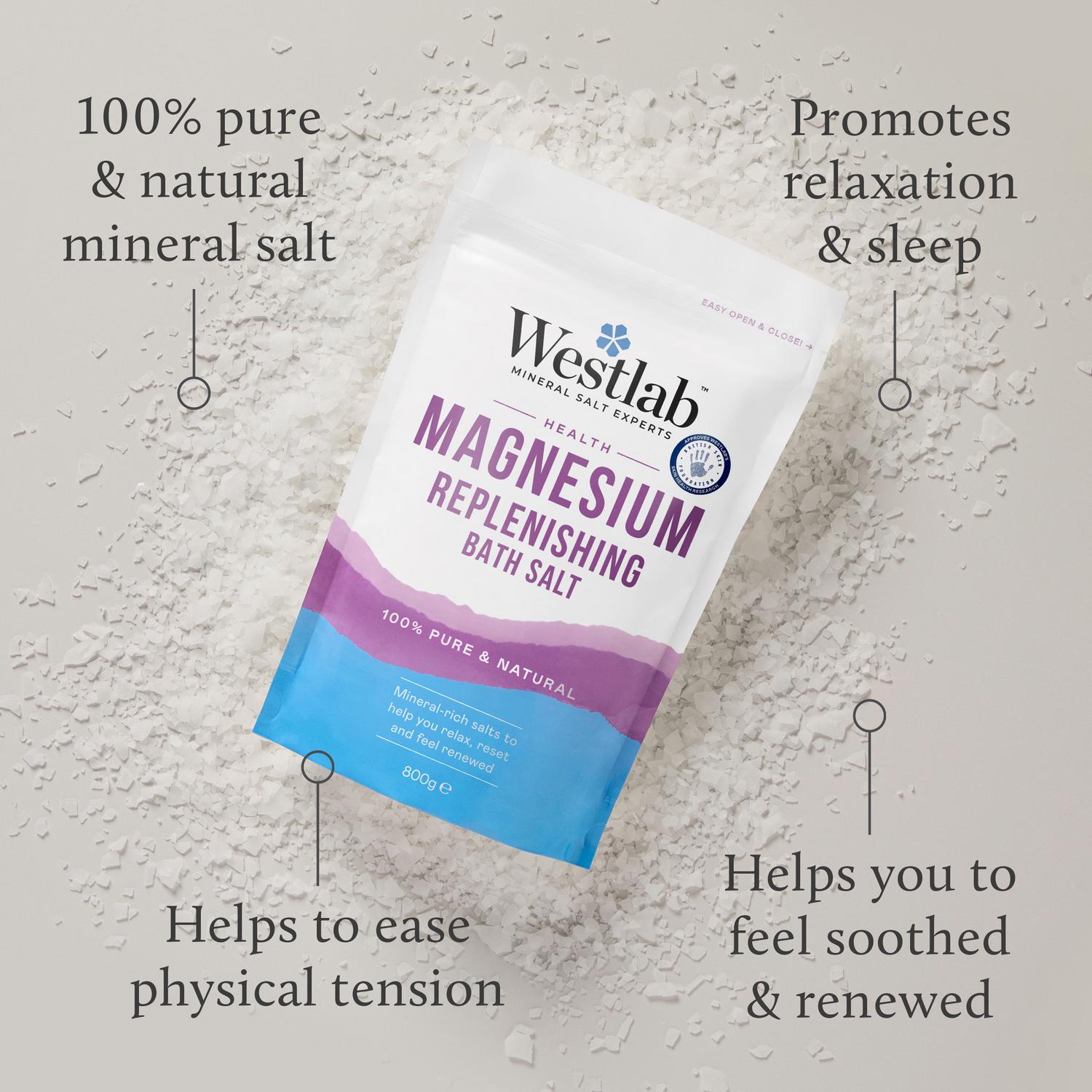 Westlab magnesium flakes bath soak 800g (British brand)