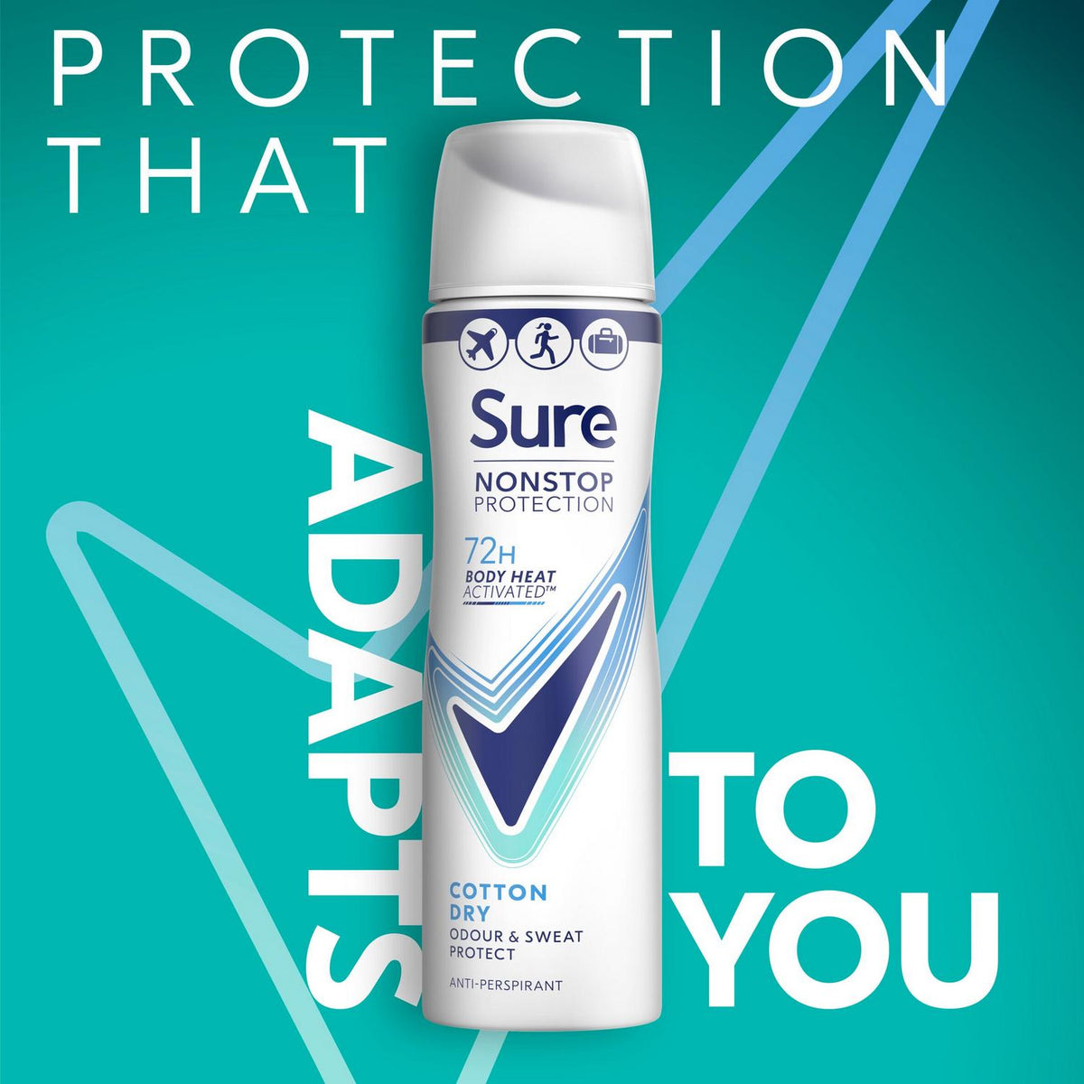 Sure Cotton Dry Nonstop Protection Anti Perspirant Deodorant Travel Size 75ml