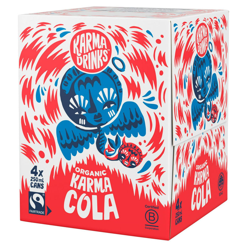 Karma Drinks Organic Cola Cans 4 x 250ml, imported from the UK