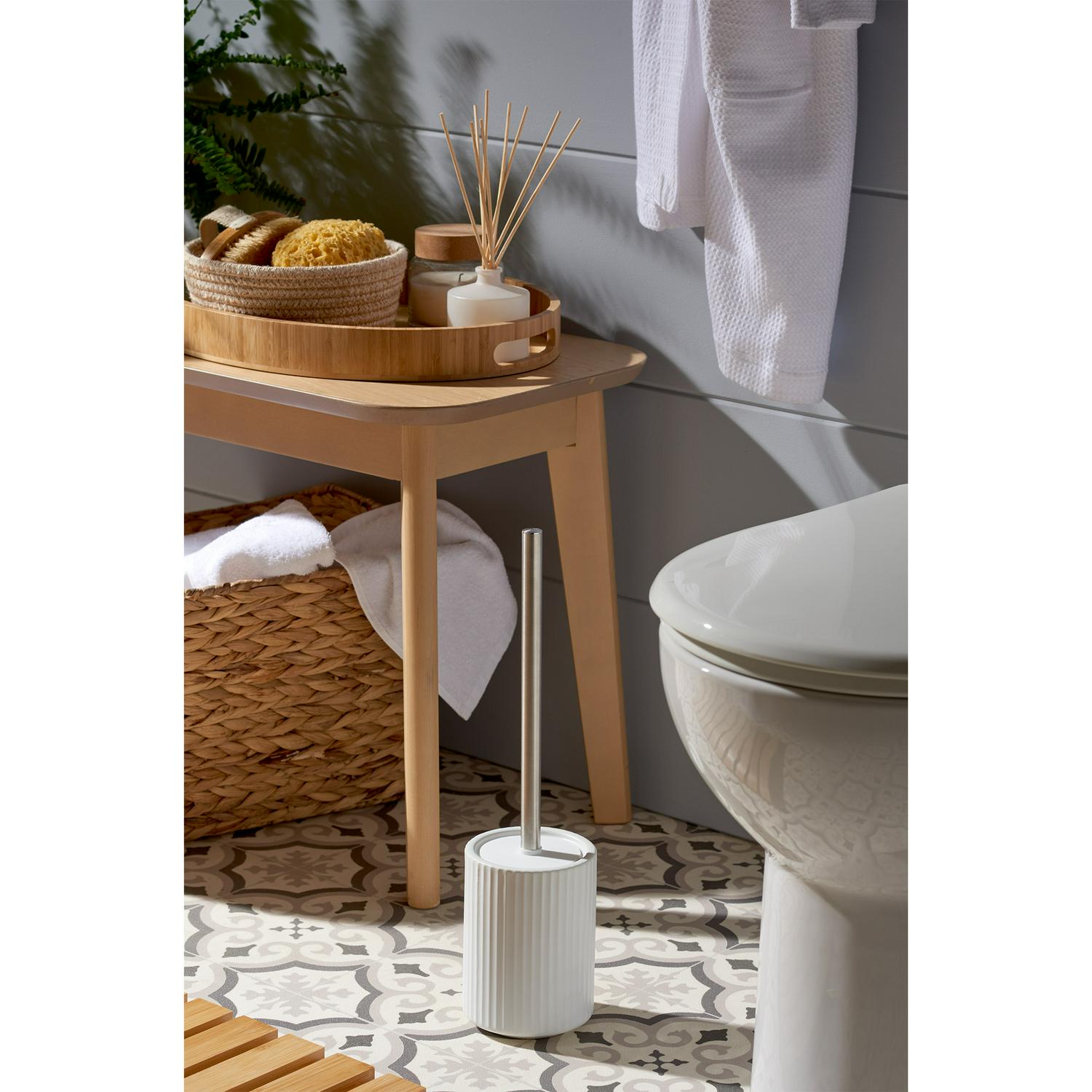 Sainsbury's White ribbed toilet brush set (British brand)