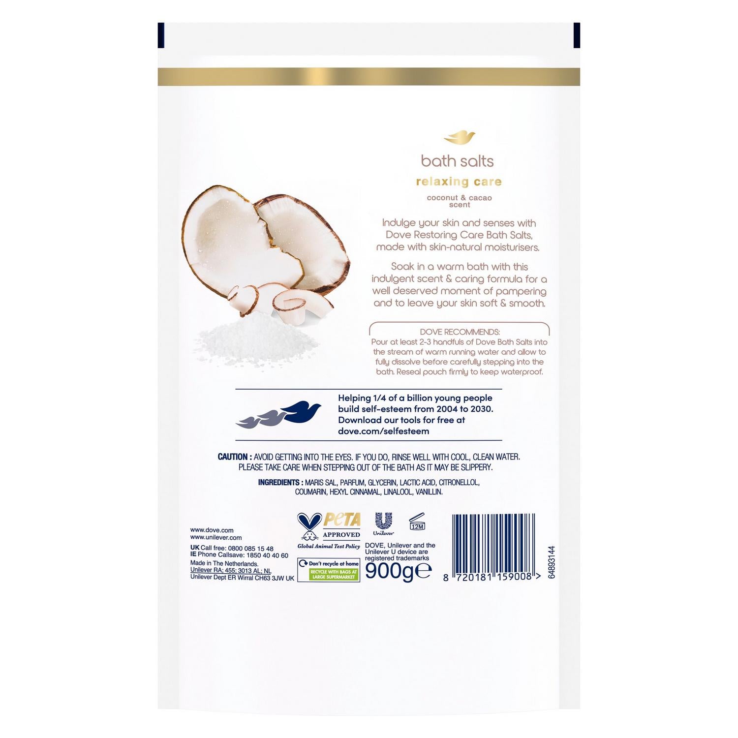 Dove bath salts Coconut Cacao 900g - British product