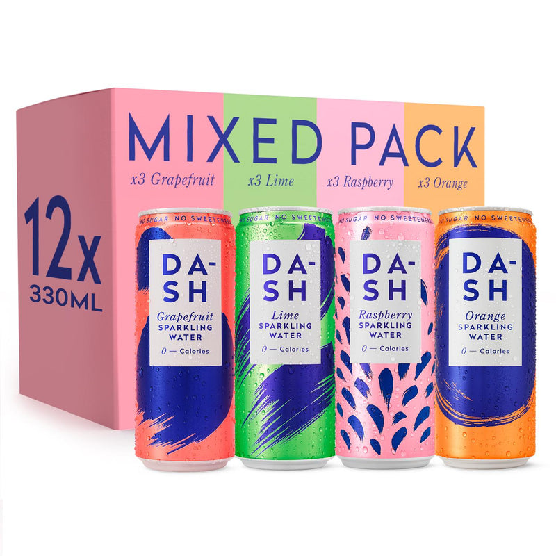 Dash Sparkling Water Mixed Pack 12 x 330ml - British product
