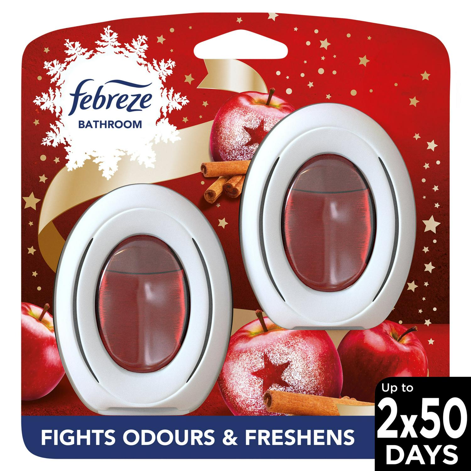 Continuous Bathroom Air Freshener with Spiced Apple Scent, 2-Pack