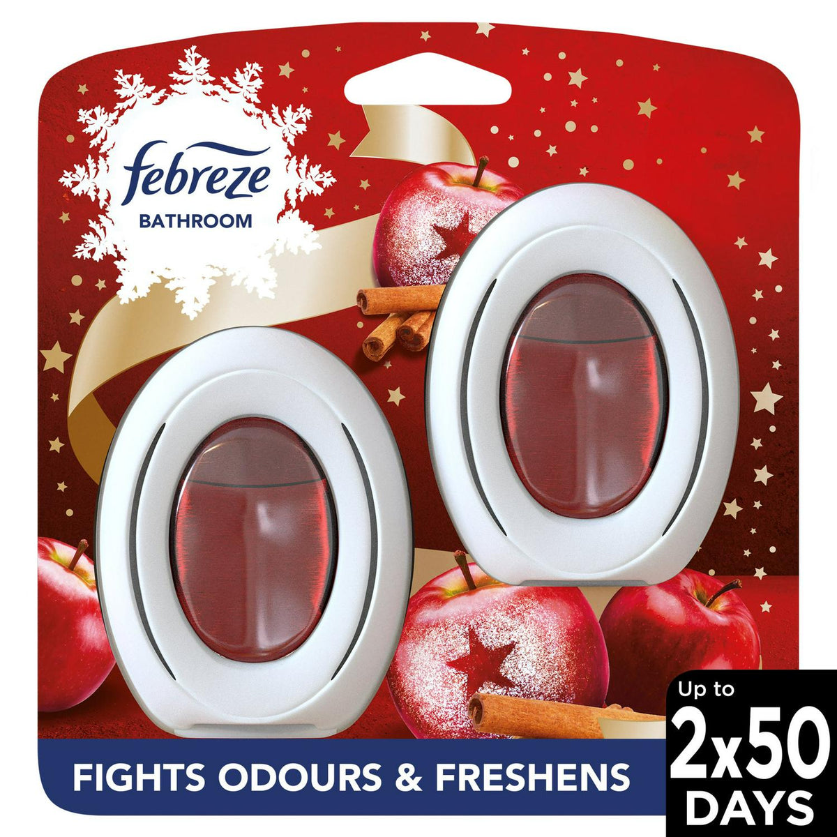 Continuous Bathroom Air Freshener with Spiced Apple Scent, 2-Pack