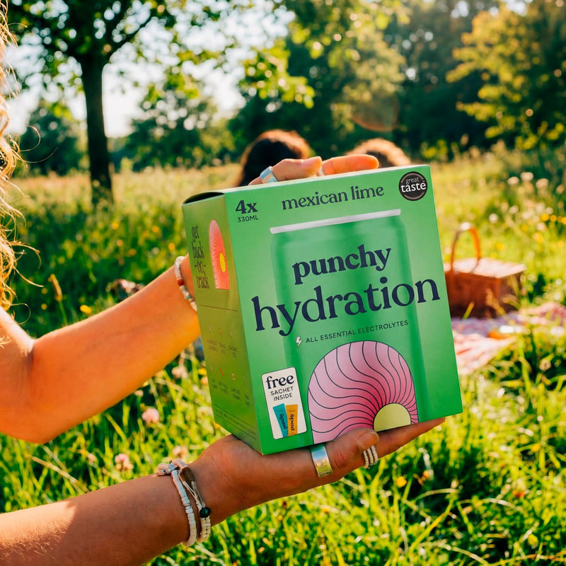 Punchy Mexican Lime Hydration Drink 4 x 330ml, imported from the UK