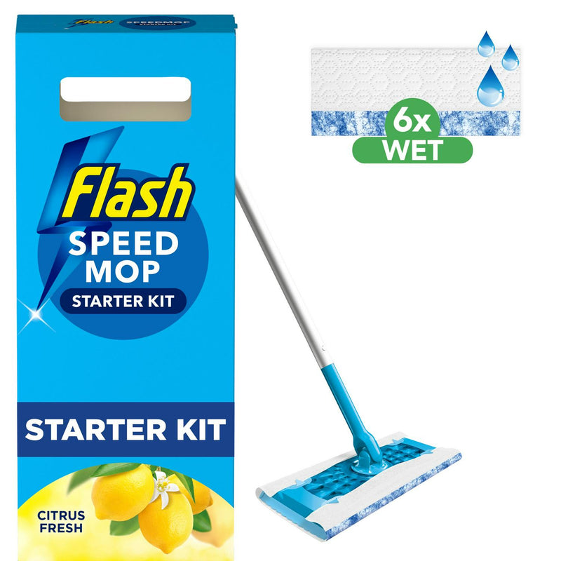 Flash Speedmop floor cleaner starter kit with 6 wet refills - British product