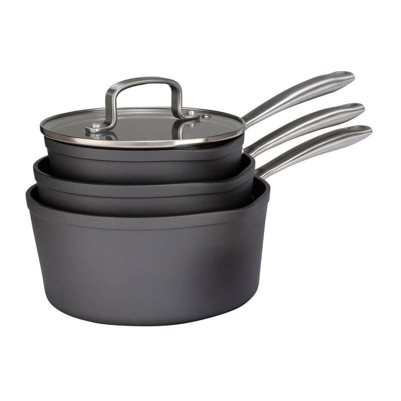 Habitat hard anodised aluminium saucepan set 3 piece, UK version