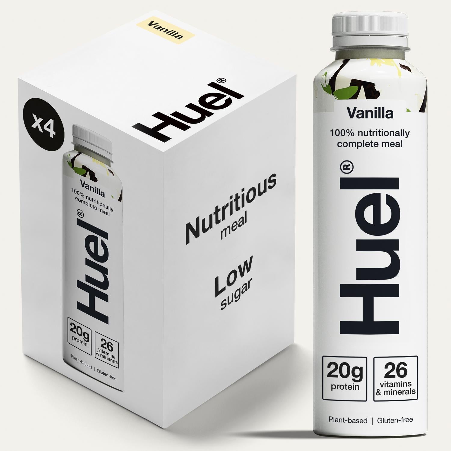 Huel vanilla ready-to-drink meal replacement shake 4x500ml, UK version