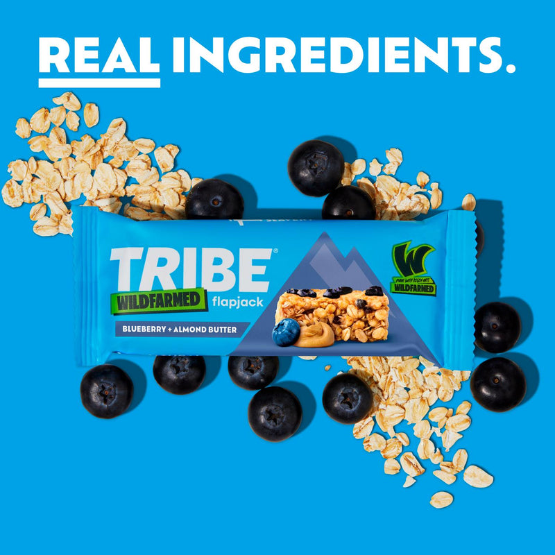 Tribe Wildfarmed Flapjack Blueberry Almond Butter 50g, imported from the UK