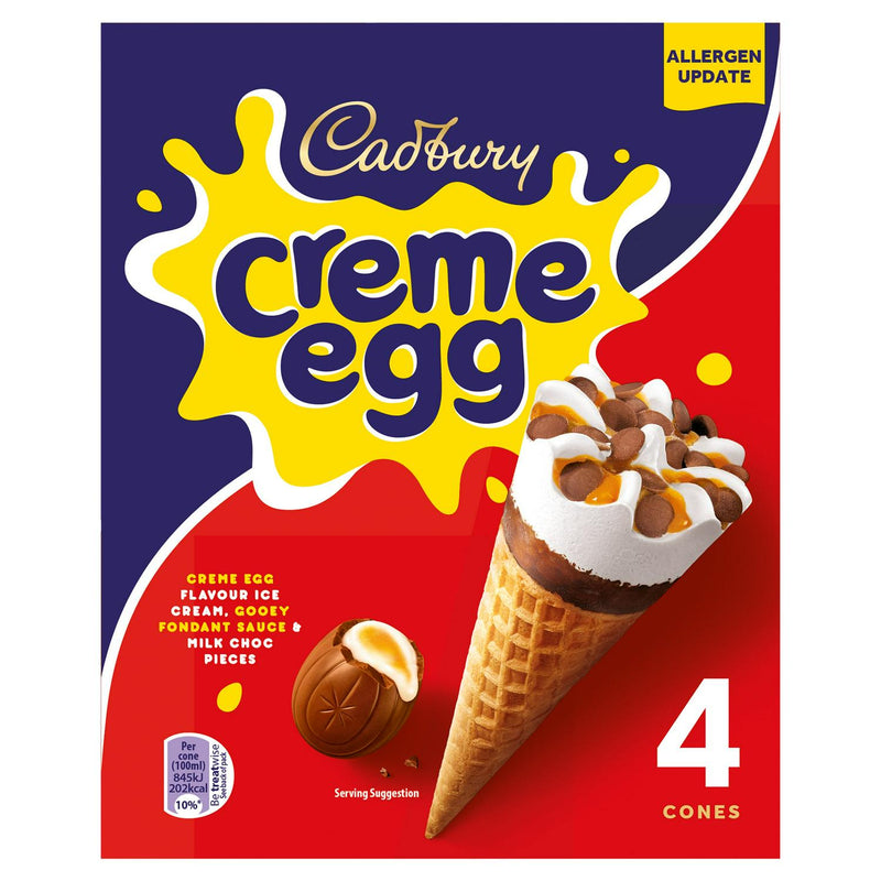 Cadbury Creme Egg ice cream cones 4x100ml - British product