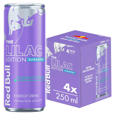 Red Bull Energy Drink Sugar Free Grapefruit Blossom Lilac Edition 4 x 250ml