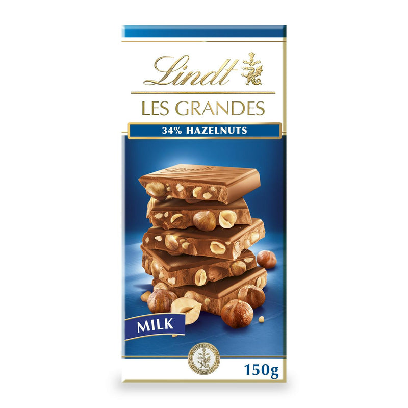Lindt Les Grandes milk chocolate hazelnut bar 150g, UK version