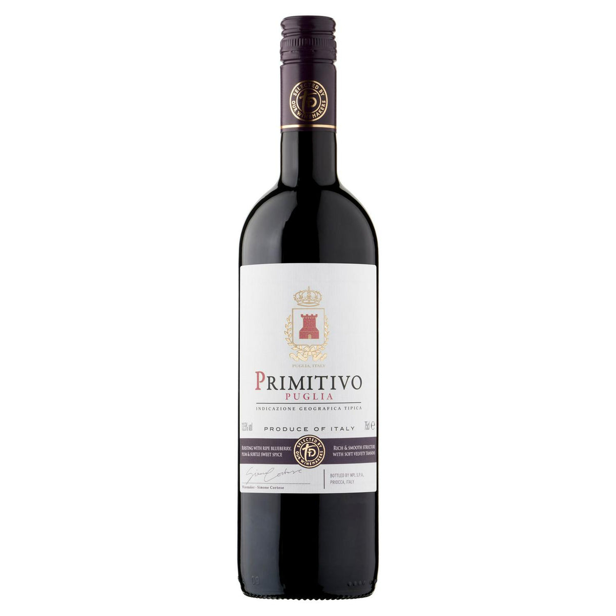 Sainsbury's Primitivo red wine bottle 75cl (British brand)