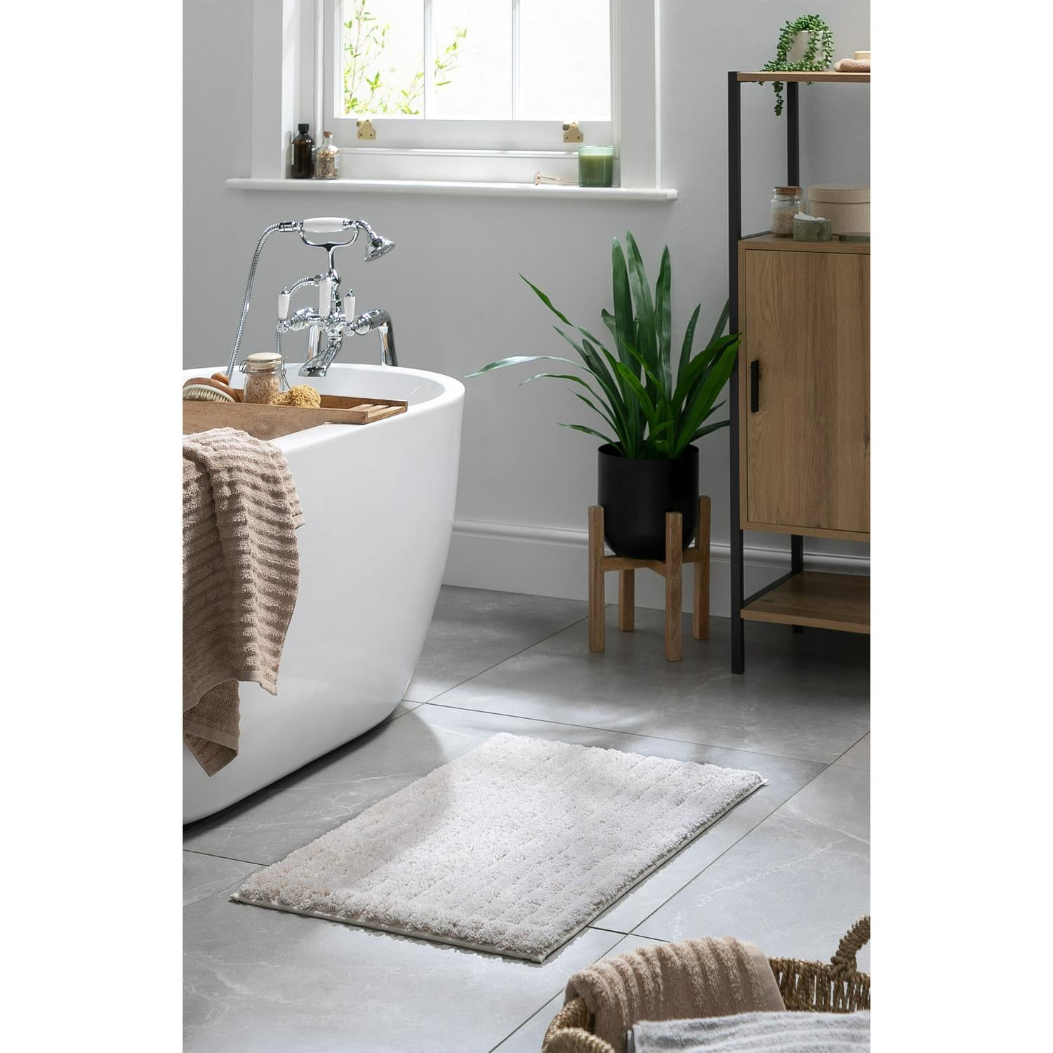 Habitat Ribbed Oatmeal Bath Mat, UK version