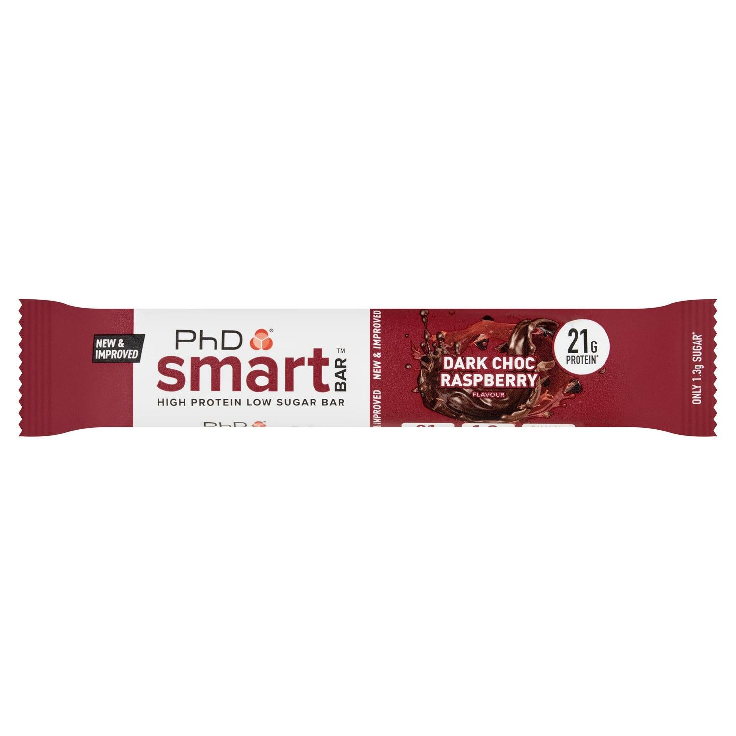 PhD Smart Bar Dark Chocolate Raspberry 64g, imported from the UK