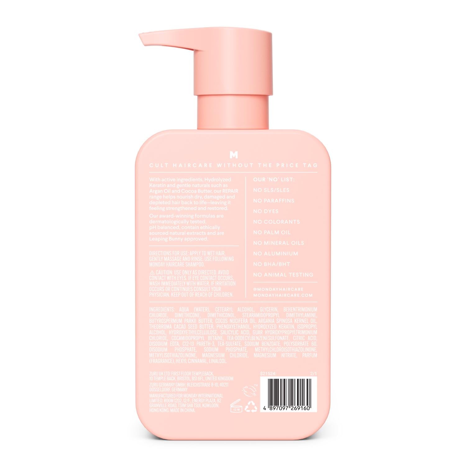 Monday Repair Keratin Conditioner 354ml, imported from the UK