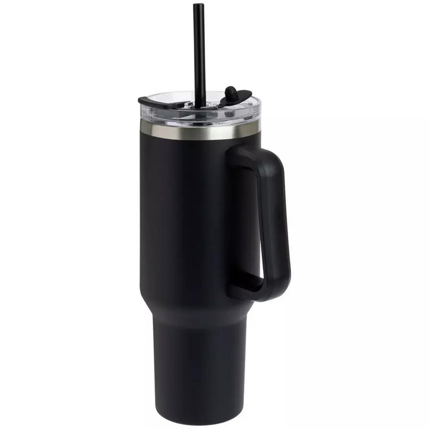 Sainsbury's Home Black Handle Stainless Steel Travel Coffee Mug - 1180ml