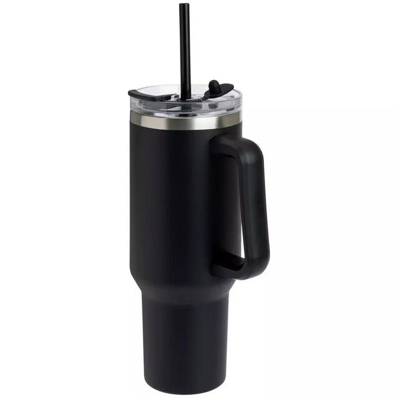 Sainsbury's Home Black Handle Stainless Steel Travel Coffee Mug - 1180ml