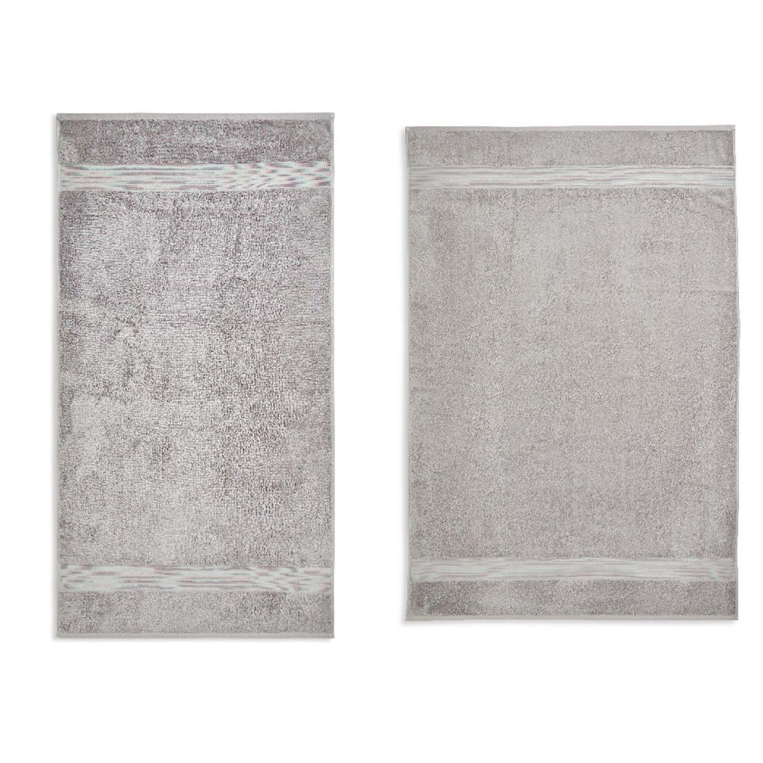 Luxury Egyptian Cotton Bath Towel or Sheet with Plush Pile, Silver Striped Design