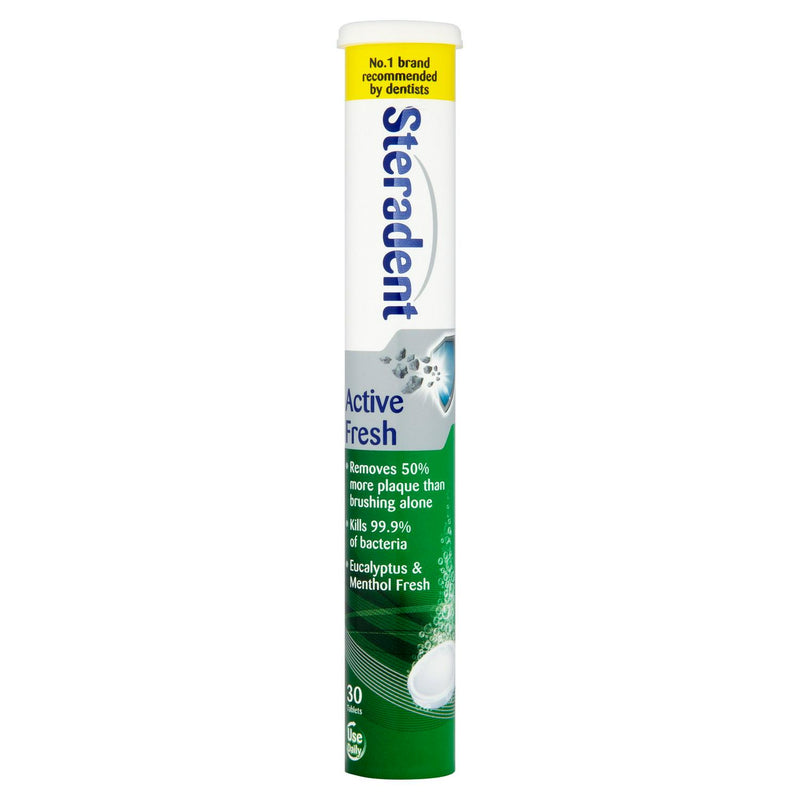 Steradent denture cleaning tablets Eucalyptus Menthol 30 pack (British brand)