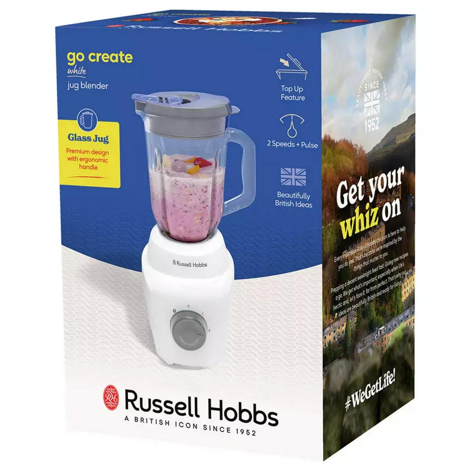 Russell Hobbs Go Create 1.5L Glass Jug Blender, imported from the UK