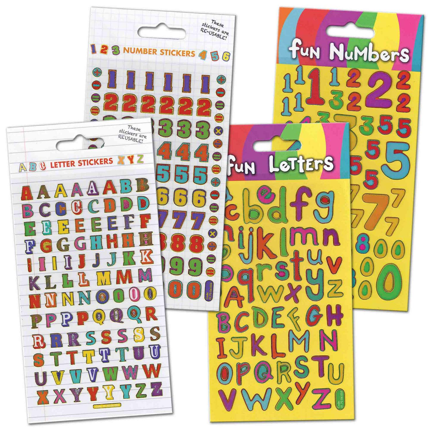 Number and letters sparkly stickers 19.5cm x 10cm, imported from the UK