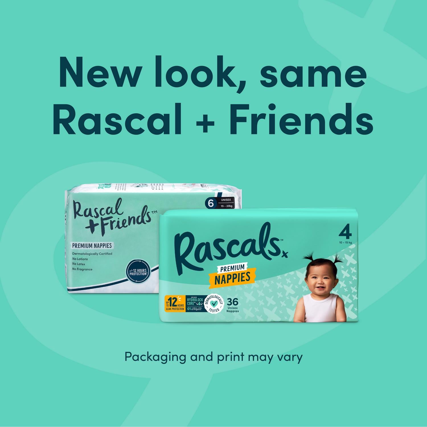 Rascals Premium Nappies Size 6 pack of 30 (British brand)