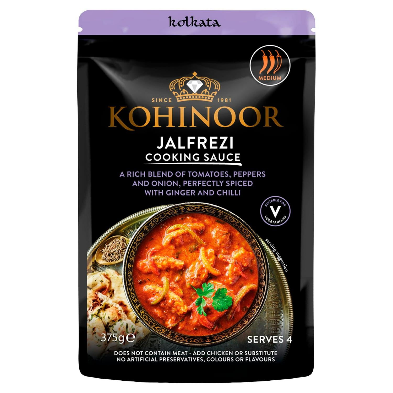 Kohinoor Calcutta Jalfrezi cooking sauce 375g, imported from the UK
