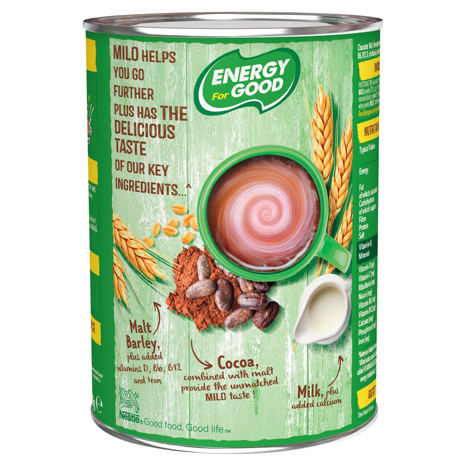 Milo instant malt chocolate drinking powder tin 400g, imported from the UK
