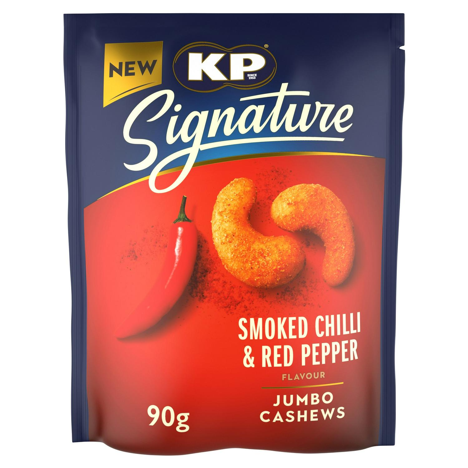 KP Signature Smoked Chilli Red Pepper Cashews 90g, UK version
