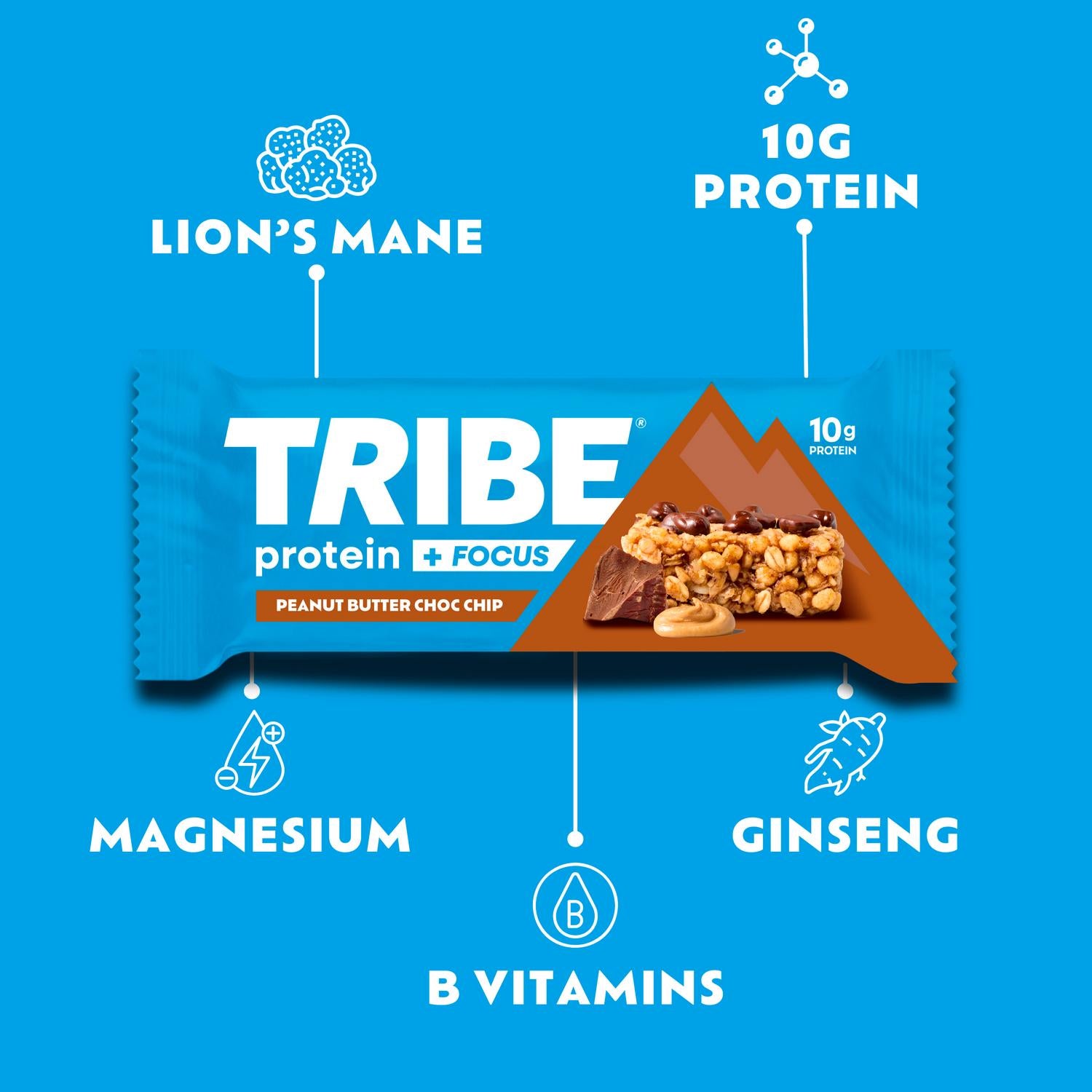Tribe Protein Bar Peanut Butter Choc Chip 60g (British brand)
